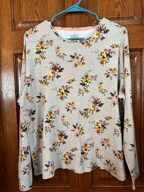 Croft & Barrow Classic Tee XXL Long Sleeve Floral Pullover Crew Neck